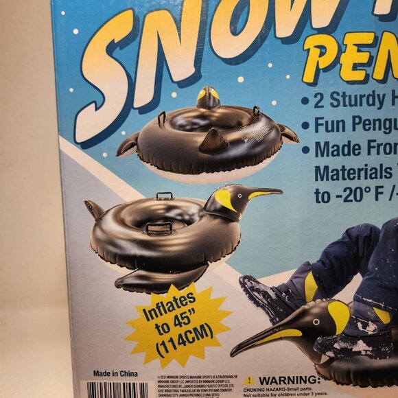 NEW 45" Snow Tube Inflatable Pool Penguin Sled Outdoor sports 2 sturdy handles H - Picture 4 of 8